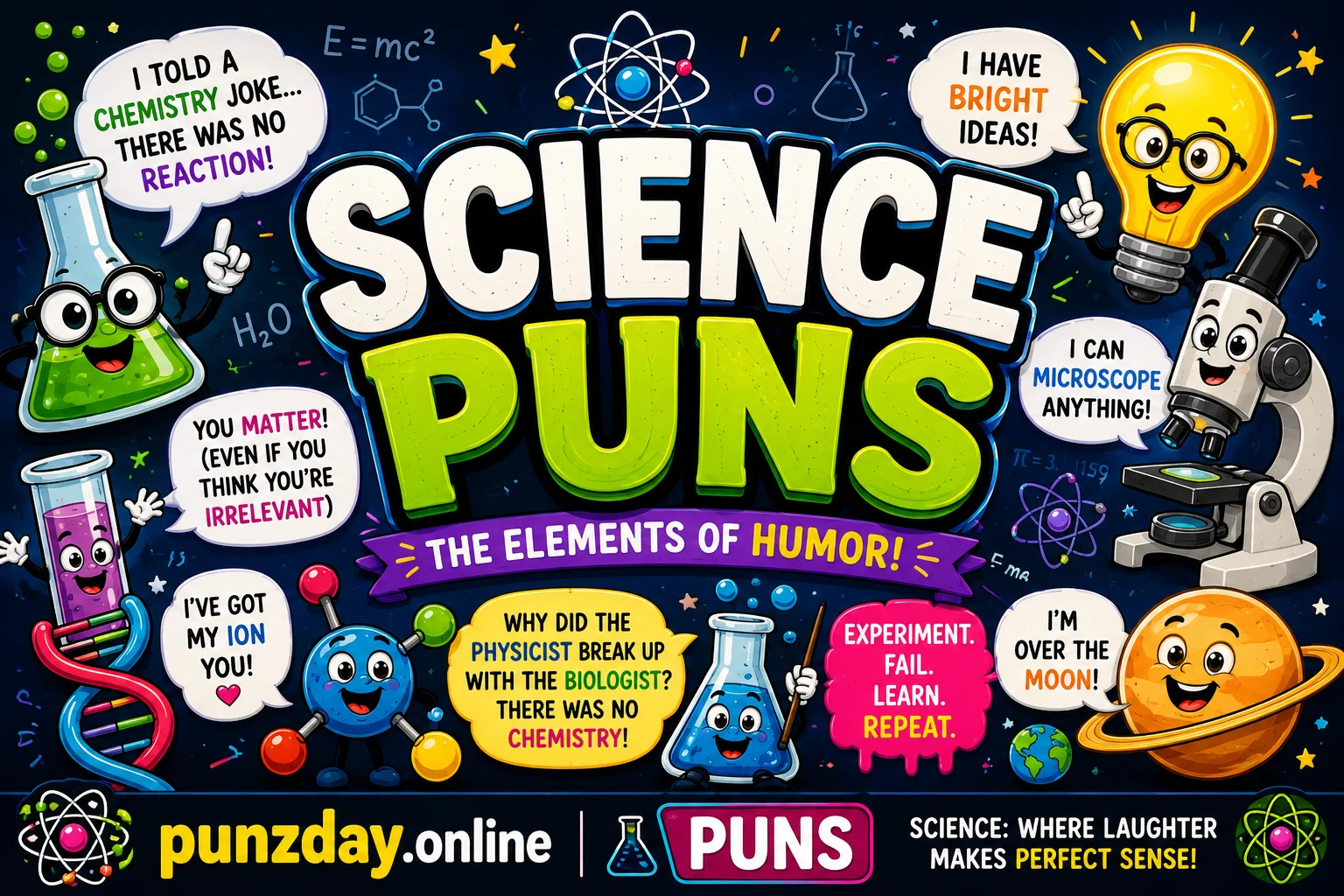 90+ Science Puns That Are Scientifically Proven to Make You Laugh, React with Giggles & Bond with Your Funny Bone 🔬 | PunzDay